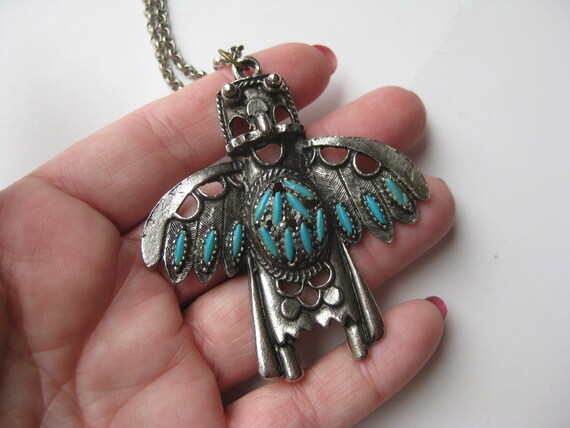 Vintage 60s Navajo Indian Style Faux Turquoise Sa… - image 4