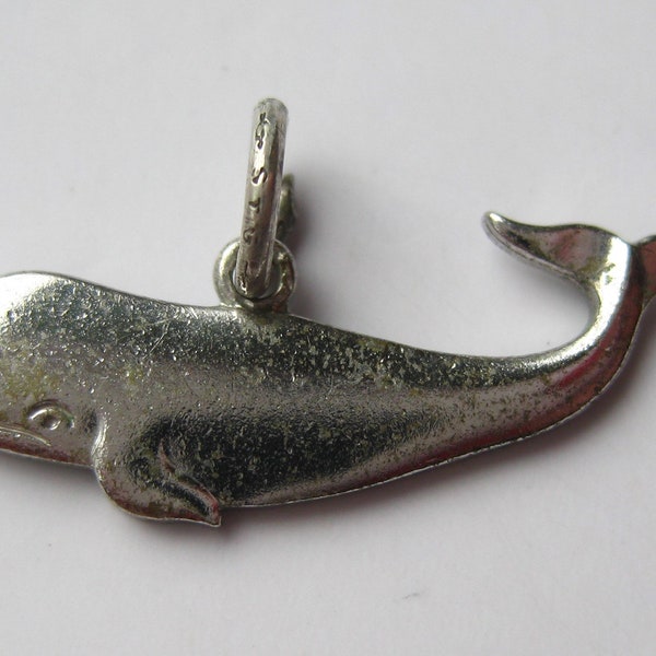 Vintage Charm Sterling Silver Whale Bracelet Charm Necklace Pendant