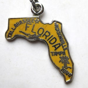 Vintage Charme Sterlingsilber Gelb Emaille Florida State Map Armband Charme