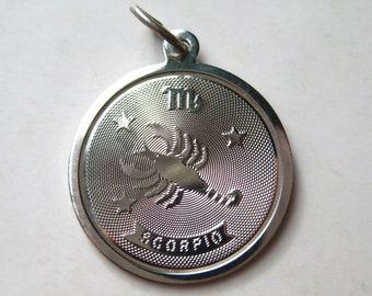 Vintage Charm Scorpio Sterling Silver Zodiac Astrology Bracelet Charm