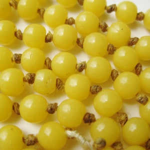 Vintage 40s Czech Yellow Art Glass Beaded 58&quot; Long Necklace
