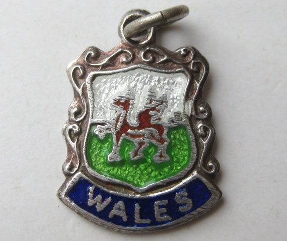 Vintage Charm Sterling Silver Enamel Wales Englan… - image 1