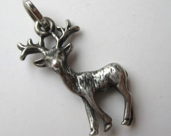 Vintage Stag Deer Reindeer Souvenir Sterling Silver Bracelet Charm