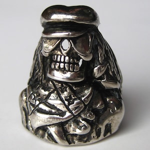 Vintage 80s Gordon Smith G&S Silver Metal Death Skull Grim Reaper Biker Ring size 9