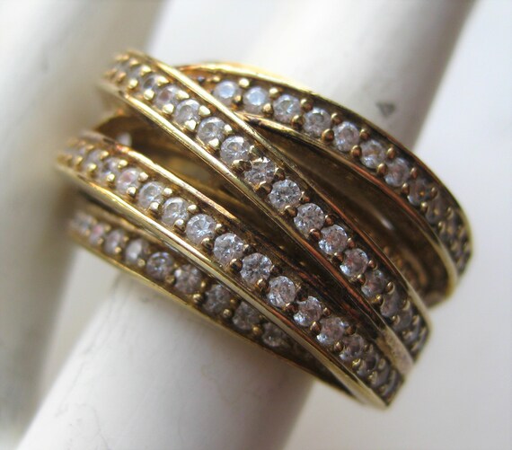 Vintage Ring Gold Vermeil Sterling Silver CZ Jewe… - image 6