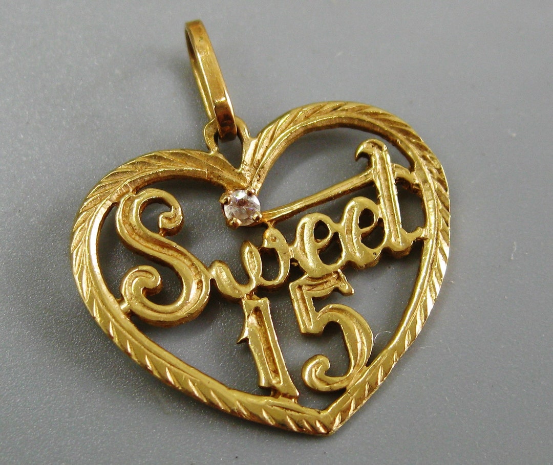 Fine Vintage 14k Yellow Gold Sweet 15 Quinceañera Heart Necklace ...