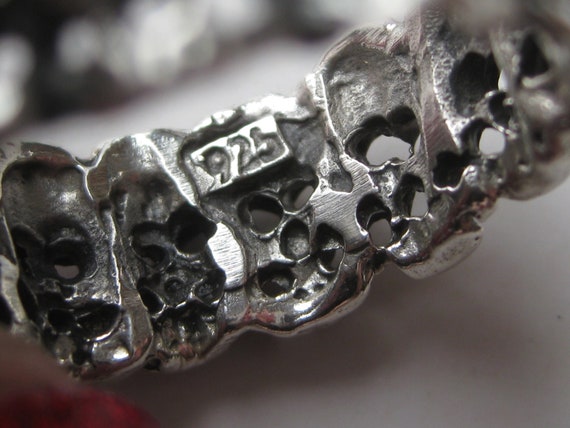 Vintage Sterling Silver Biker Death Skull Skeleto… - image 5