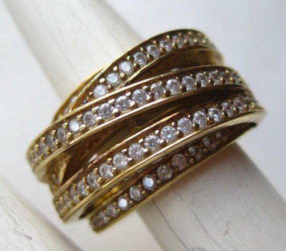 Vintage Ring Gold Vermeil Sterling Silver CZ Jewe… - image 5