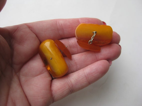 Vintage Art Deco Marbled Egg Yolk Baltic Amber Cu… - image 8