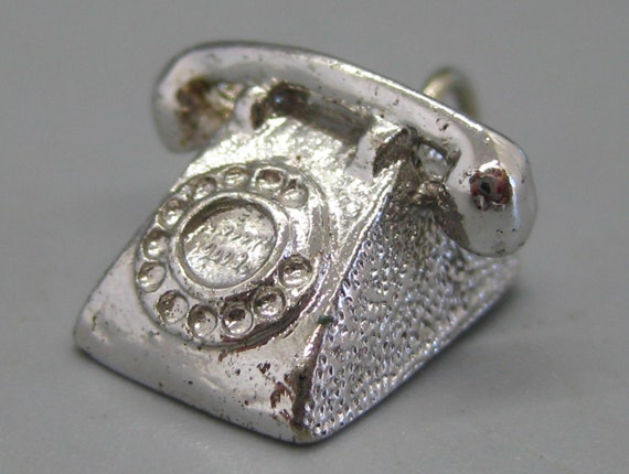 Vintage Charm Sterling Silver Old Timey Rotary Te… - image 1