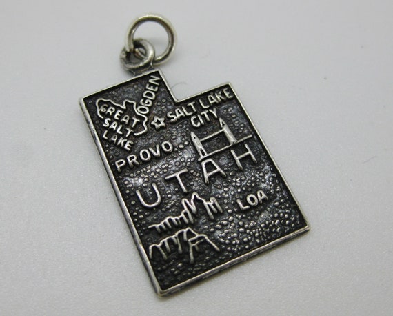 Utah State Charm Antiqued Sterling Silver Utah State Charm Antiqued Sterling Silver