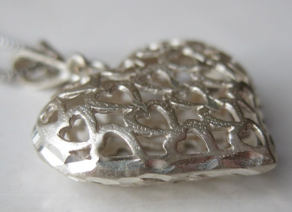 Vintage Open Hearts Sterling Silver Necklace Pend… - image 9