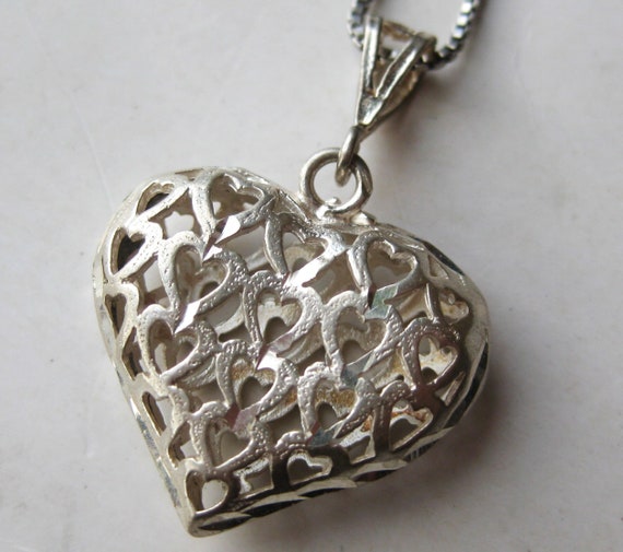 Vintage Open Hearts Sterling Silver Necklace Pend… - image 10