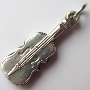 Vintage Charm Sterling Silver Violin Instrument Bracelet Charm