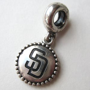 Autentico ciondolo PANDORA in argento sterling dei San Diego Padres, squadra di baseball della MLB, da appendere al bracciale.