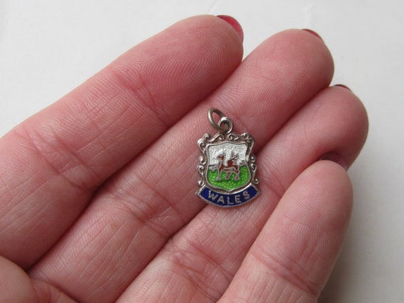 Vintage Charm Sterling Silver Enamel Wales Englan… - image 3