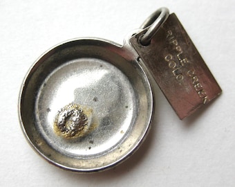 Vintage Charm Sterling Silver Panning for Gold Prospector Miner Pan Cripple Creek Colorado Souvenir Bracelet Charm