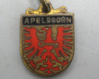 Mini Vintage Apeldoorn Metal Enamel Netherlands Travel Shield Souvenir Bracelet Charm Holland