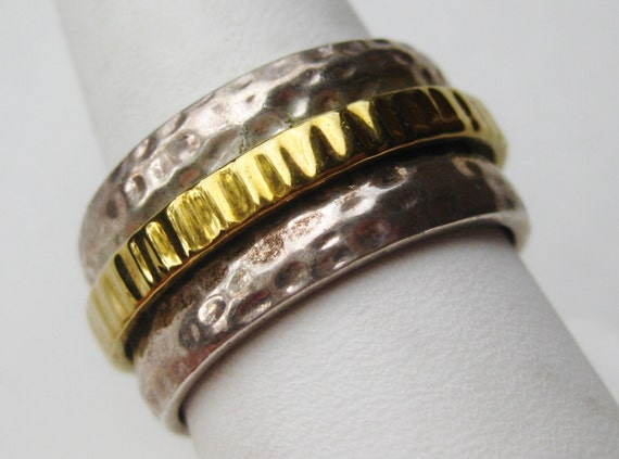 Vintage Mens Ring Gold Vermeil Sterling Silver Spinner Ring Band