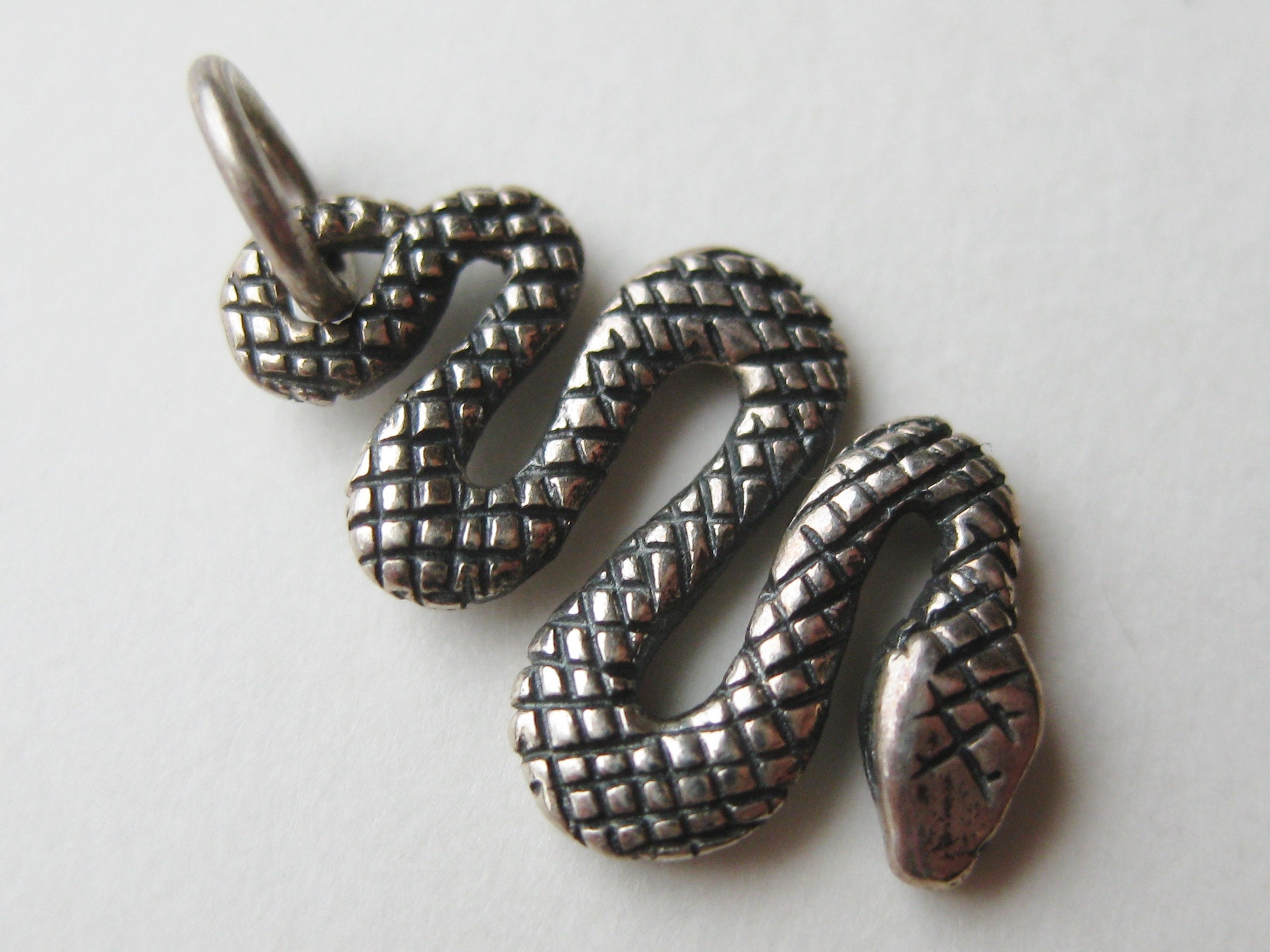 Vintage Charm Sterling Silver Snake Charmer Bracelet Charm