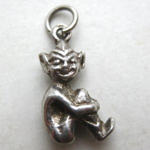 Vintage Charm Sterling Silver Cornish Pixie Elf Good Luck Lucky Bracelet Charm