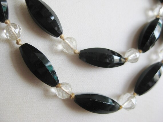 Vintage 20s 30s Black & Clear Czech Glass Bead 40… - image 4