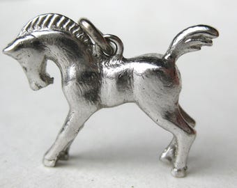 Vintage Charm Sterling Silver 3D Horse Mare Equestrian Bracelet Charm