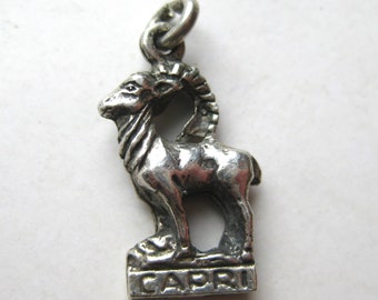 Vintage 40s 800 Silver Capri Mountain Goat Bracelet Charm Souvenir
