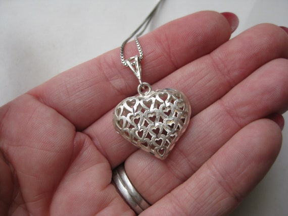Vintage Open Hearts Sterling Silver Necklace Pend… - image 6