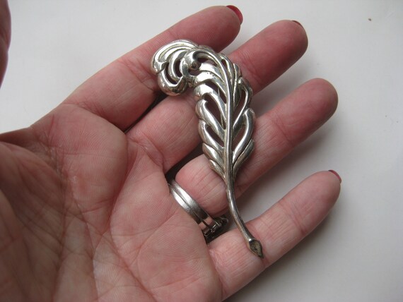 Vintage Lanz Sterling Silver Figural Feather Plum… - image 6