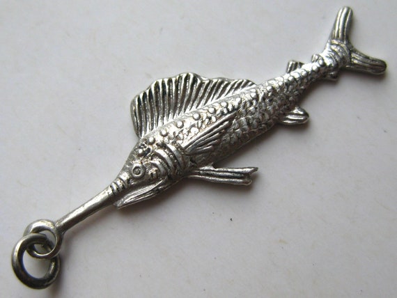 Sailfish Charm Sterling Silver Vintage Marlin Fis… - image 3