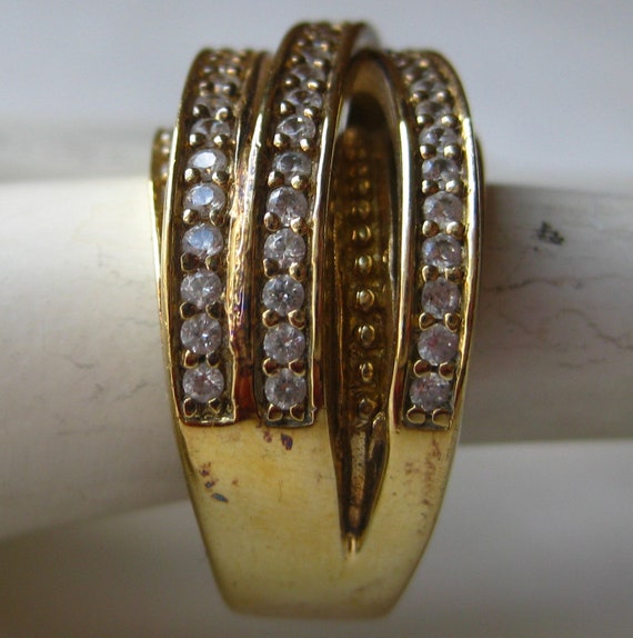 Vintage Ring Gold Vermeil Sterling Silver CZ Jewe… - image 7