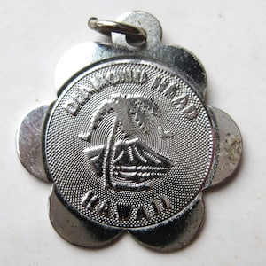 Vintage Charm Hawaiian Sterling Silver Diamond Head Oahu Hawaii Souvenir Bracelet Charm