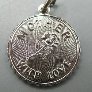 Vintage Charm Sterling Silver To Mother With Love Bracelet Charm