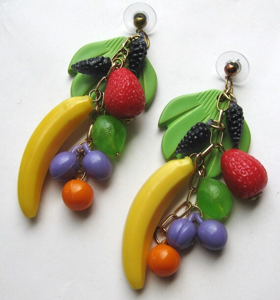 Vintage Carmen Miranda Plastic Fruit Salad Drop D… - image 3