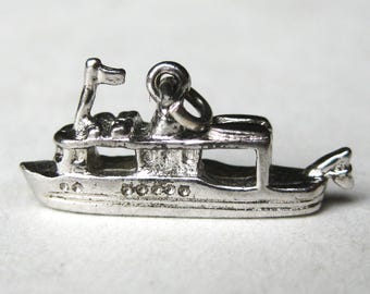 Vintage Charm Sterling Silver Niagara Falls Maid of the Mist Boat Souvenir Bracelet Charm
