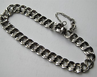 Vintage 50s 60s Elco Sterling Silver Double Link 7" Starter Charm Bracelet 10.6g