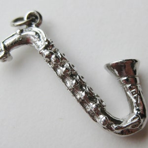Vintage Charm Sterling Silver Saxophone Music Instrument Jazz Band Bracelet Charm