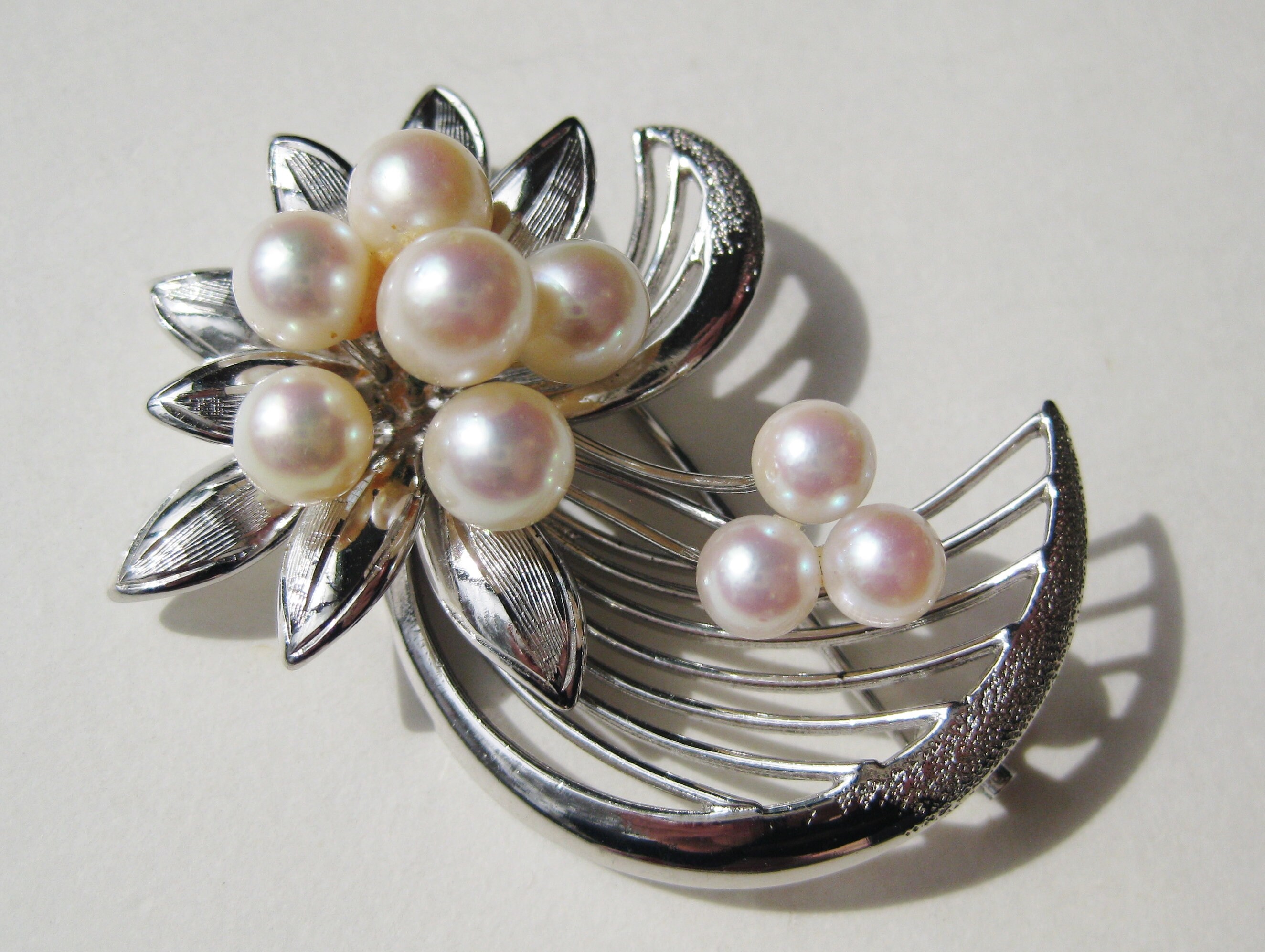 Vintage 40s Japanese Mikimoto Style Genuine Pearl Sterling Silver ...