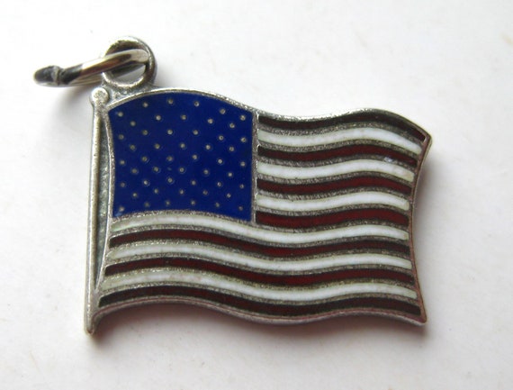 Vintage Charm Sterling Silver Enamel American Fla… - image 5