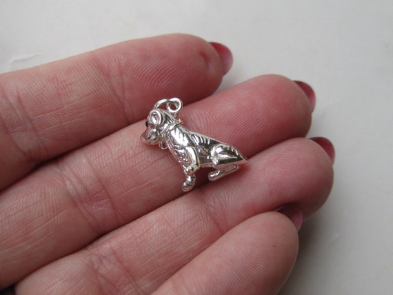 Vintage Charm Sterling Silver Jeweled Puppy Dog 3… - image 6