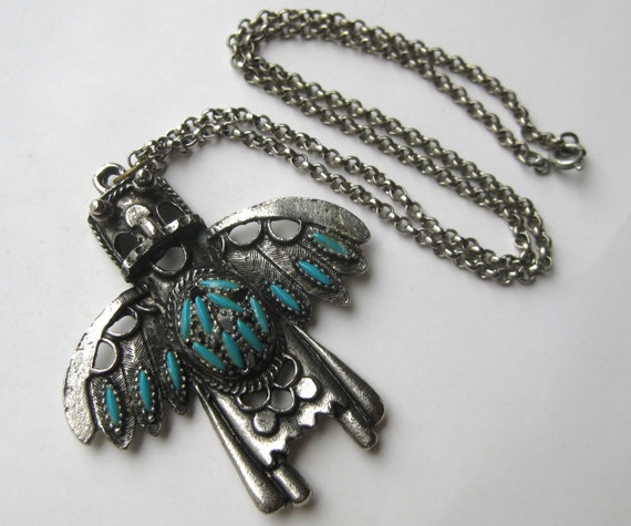 Vintage 60s Navajo Indian Style Faux Turquoise Sa… - image 5