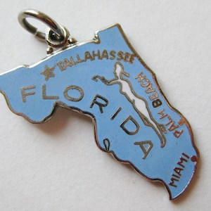 Vintage Charme Silber Blau Email Florida State Map Armband Charme