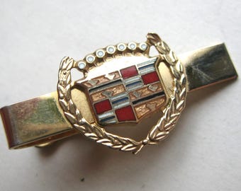 Vintage 50er Jahre Emaille Cadillac Verkäufer Werbung Chef Krawattenklammer