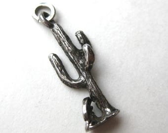 Cactus Charm Arizona Saguaro Vintage Souvenir Sterling Silver Bracelet Charm