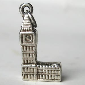 Vintage Charm Sterling Silver Big Ben London Parliament 3D Souvenir Bracelet Charm