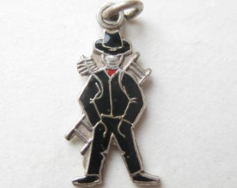 Vintage Mini Charm Lucky Chimney Sweep German 800 Silver Enamel Good Luck Souvenir Bracelet Charm