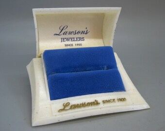 Vintage White Celluloid Buffalo Jewelry Case Co Presentation Ring Box Lawson's Jewelers