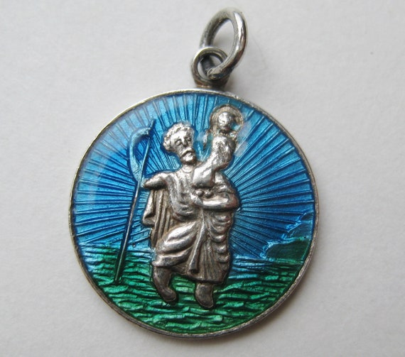 Vintage Sterling Silver Blue Guilloche Enamel St.… - image 1