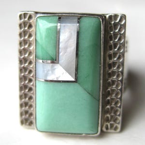 Vintage Jay King Mine Finds Ring Sterling Silver Turquoise Desert Rose Trading Ring size 8